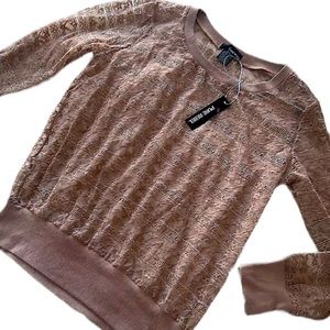 Pure Rebel NWT lace taupe stretchy top